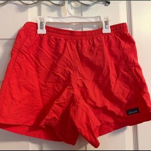 Red/coral Patagonia women’s barely baggie shorts